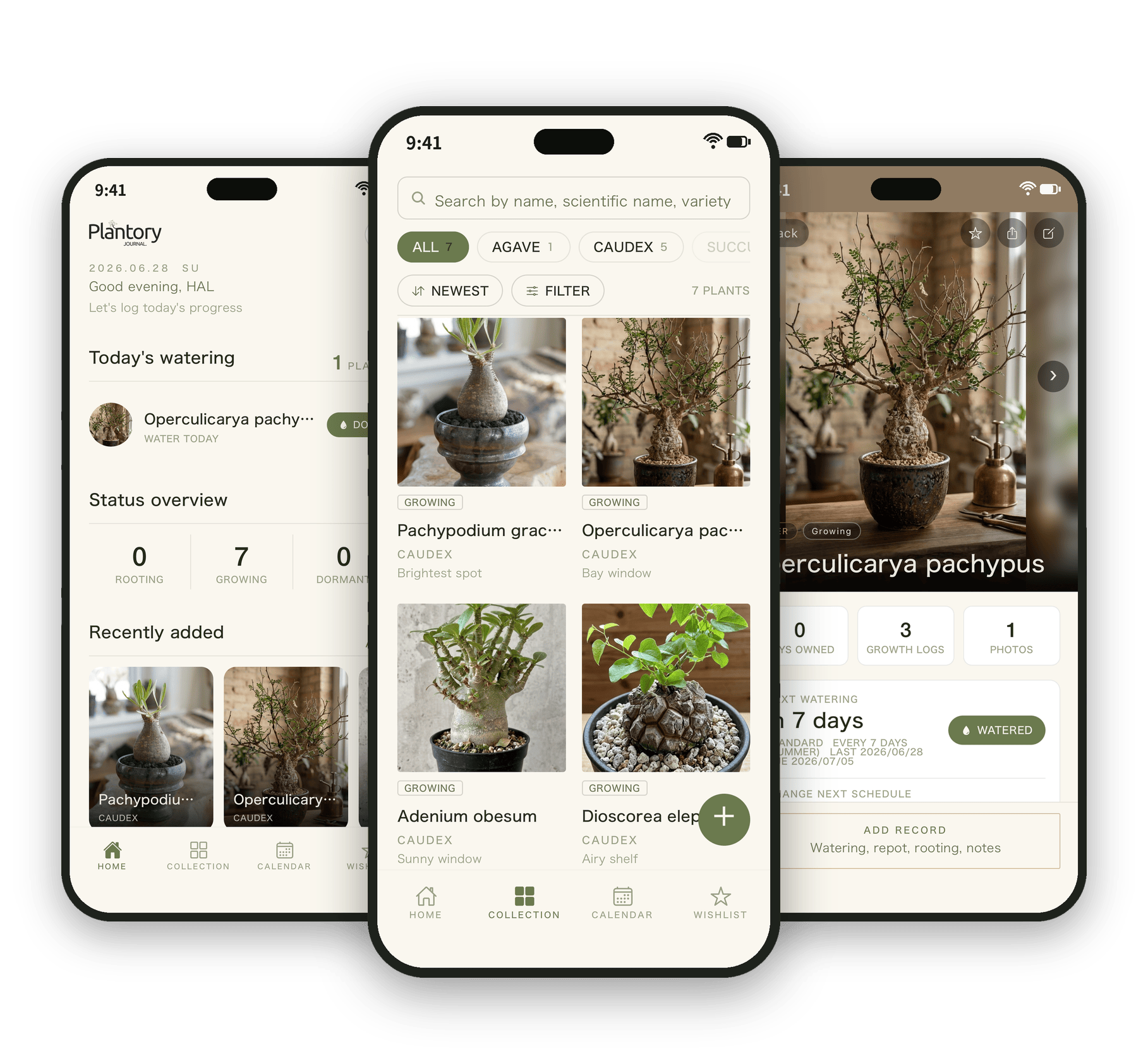 Plantory app screens